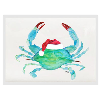 Santa Hat Watercolor Crab Holiday Note Card