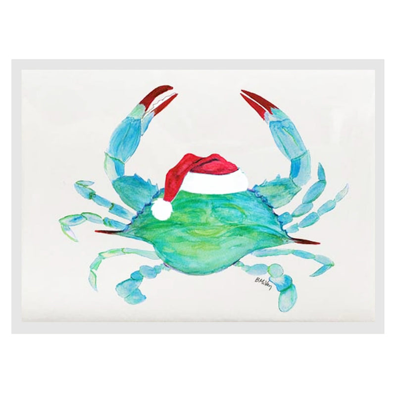 Santa Hat Watercolor Crab Holiday Note Card
