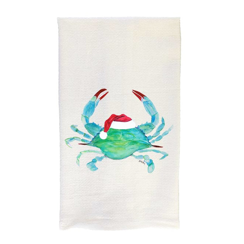 Santa Hat Watercolor Crab Towel
