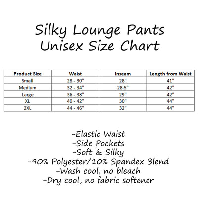 Flamingos Hon! Silky Lounge Pants Size Chart
