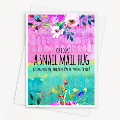 Juicy Christians Greeting Card - Oh Look! A Snail Mail Hug. Just Wanted You To Know I'm Thinking Of You!