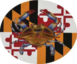 Maryland Flag & Natural Blue Crab Sticker