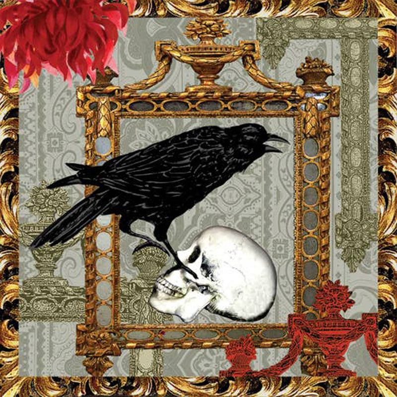 Raven and Skull (Poe Style) Cocktail Paper Napkins