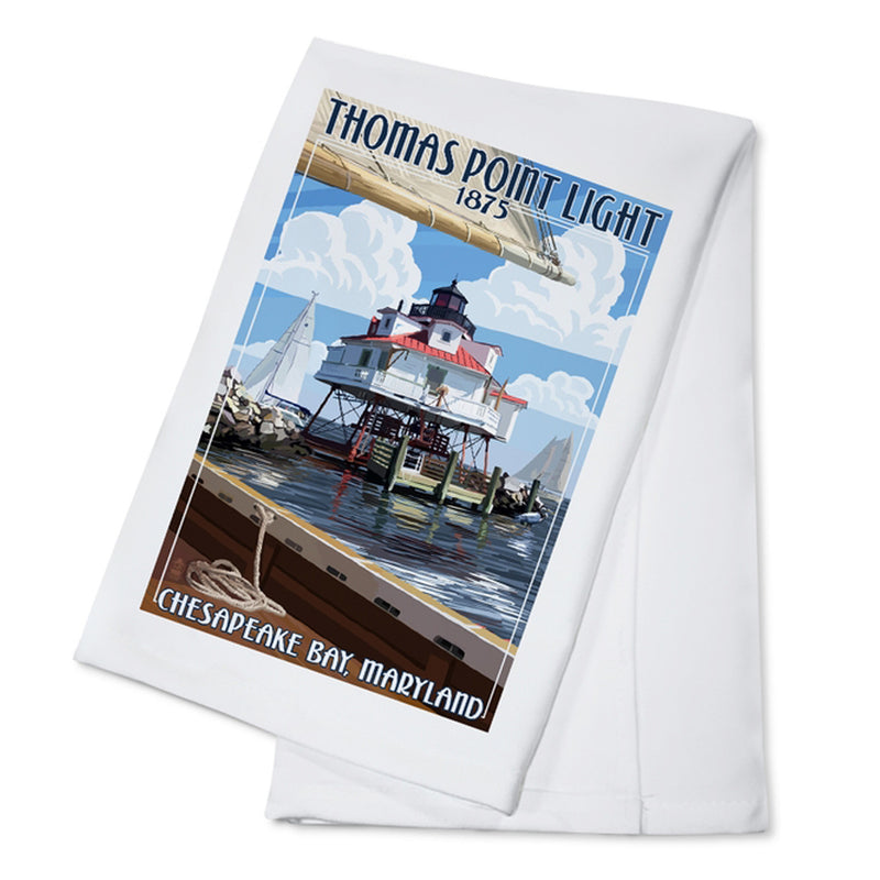 Thomas Point Light Chesapeake Bay Maryland Kitchen Towel