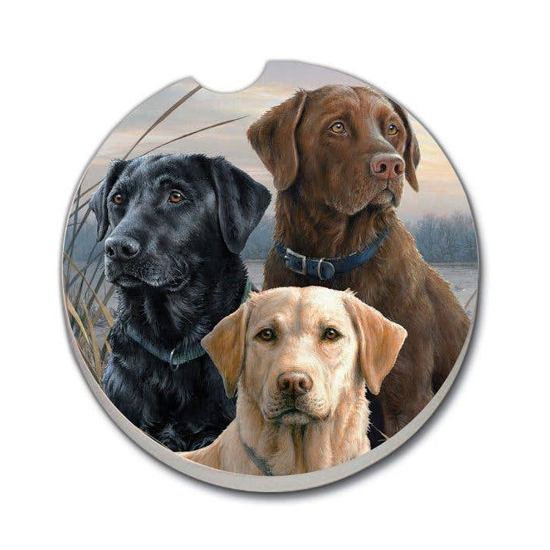 Three Dogs Absorbent Stone Car Coaster