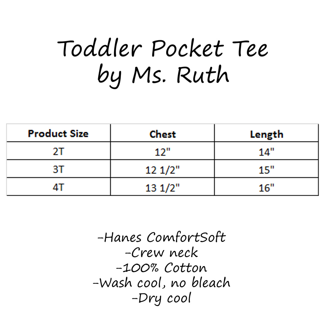 Toddler Pocket Tees by Ms. Ruth - Size Chart