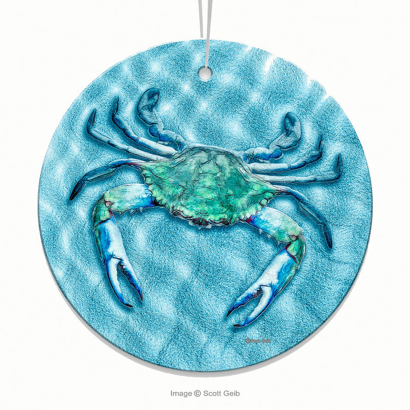 Underwater Blue Crab Glass Ornament