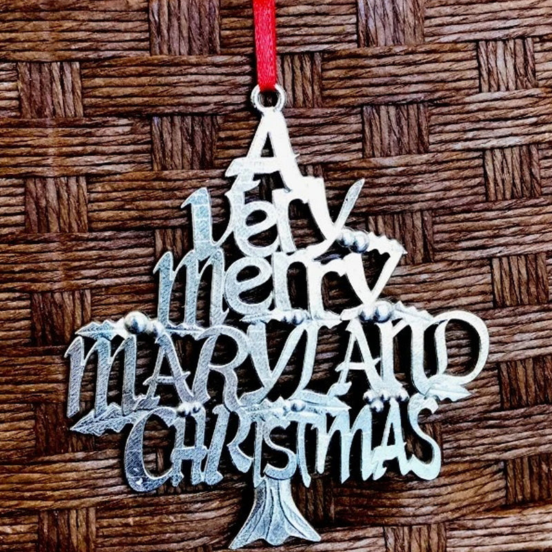 A Very Merry Maryland Chrismas Pewter Ornament